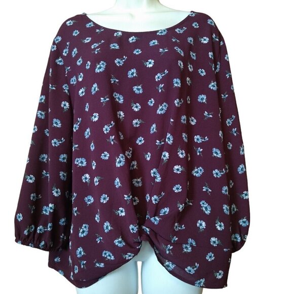 Pink Republic Tops - Pink Republic Size XL Floral 3/4 Sleeve Pullover Blouse Knot Front Detail